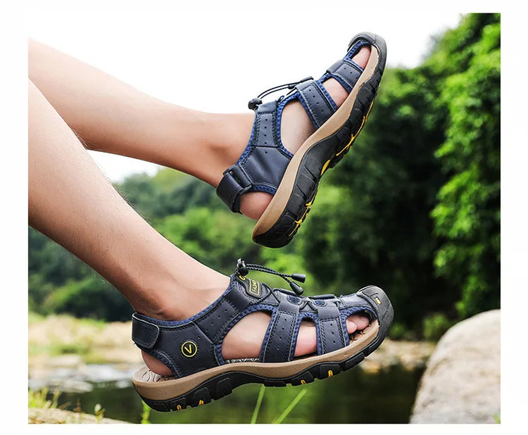 2023 Genuine Leather Men Shoes Summer New Large Size Men's Sandals Men Sandals Fashion Sandals Slippers Big Size 38-47