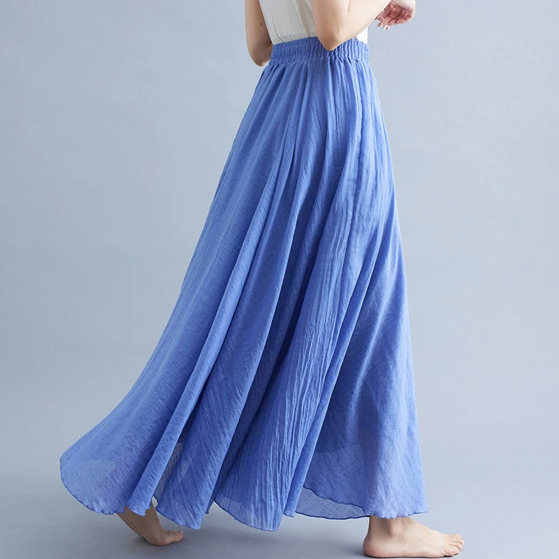 Fashion Cotton Linen Clothes Women Skirts Maxi Y2k Elegant Streetwear Saia Ropa Mujer Casual Vestido Long Skirt Faldas Harajuku