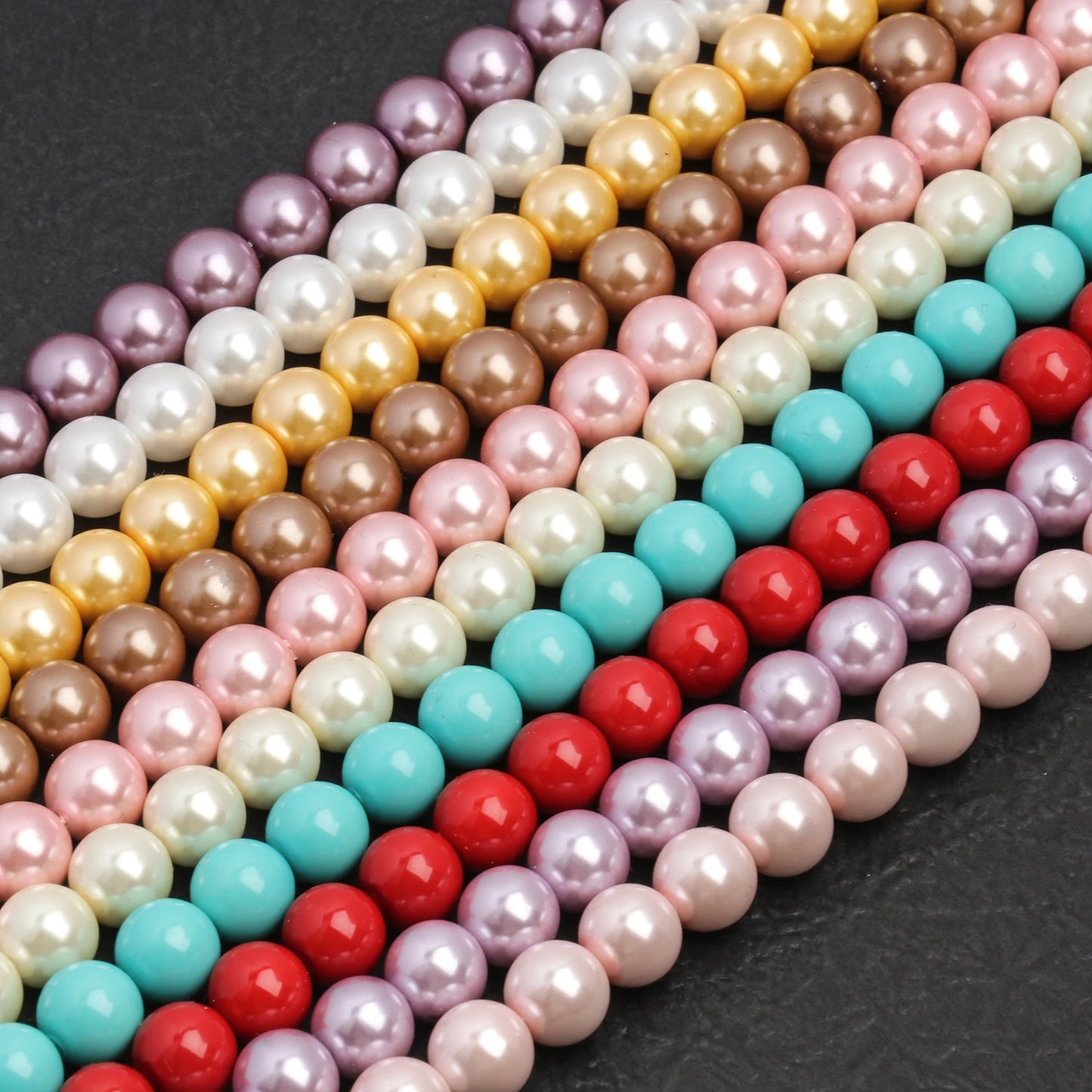 4/6/8/10mm AA Imitation Pearls Multicolor Round Glass Loose Spacer Beads for Jewelry Making Supplies DIY Charms Bracelets 15‘’