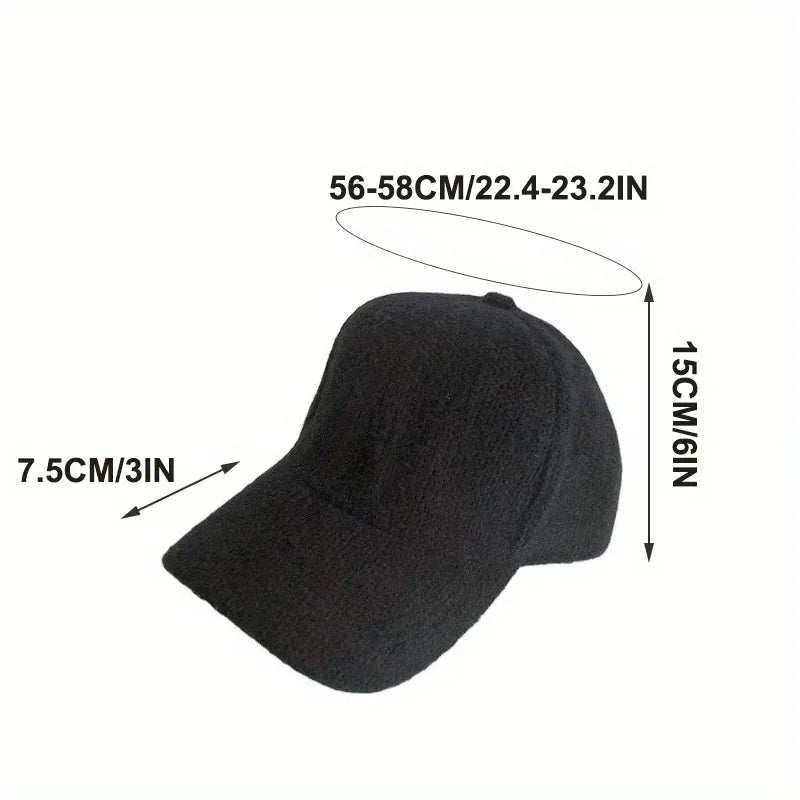 Solid Color Warm Peaked Cap Imitating Rabbit Fur Autumn and Winter Baseball Cap Hiking Cycling Camping Versatile for Travel