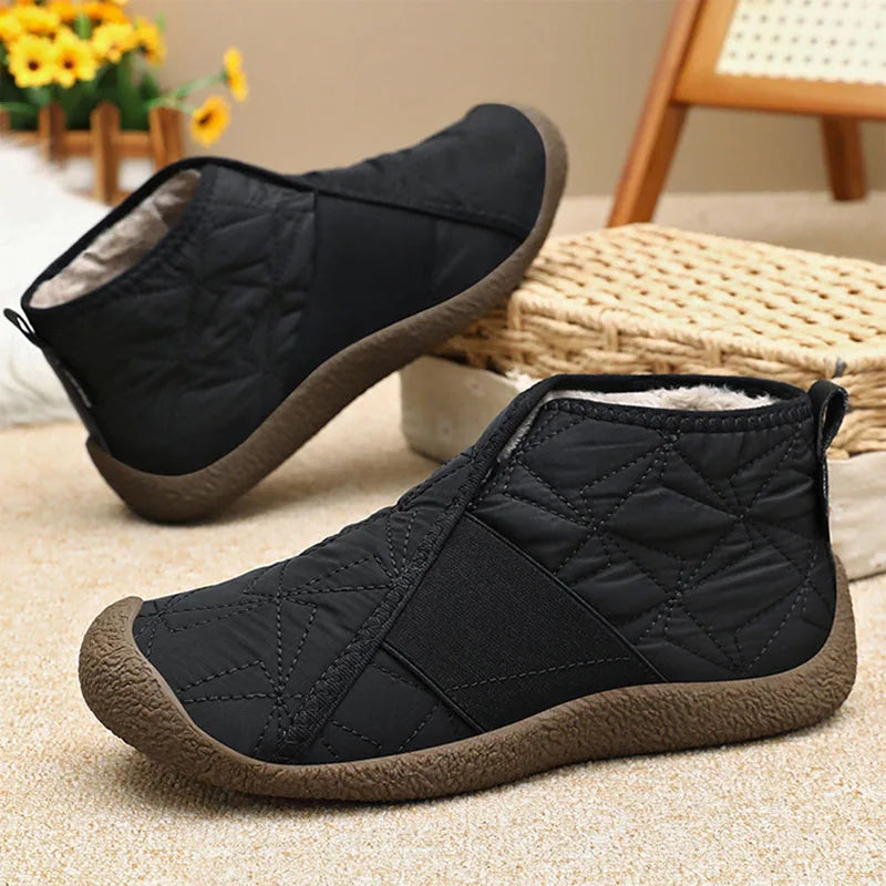 Winter Warm Plush Ankle Boots for Women 2024 New Waterproof Non-Slip Snow Boots Woman Slip-On Flat Heel Warm Cotton Padded Shoes