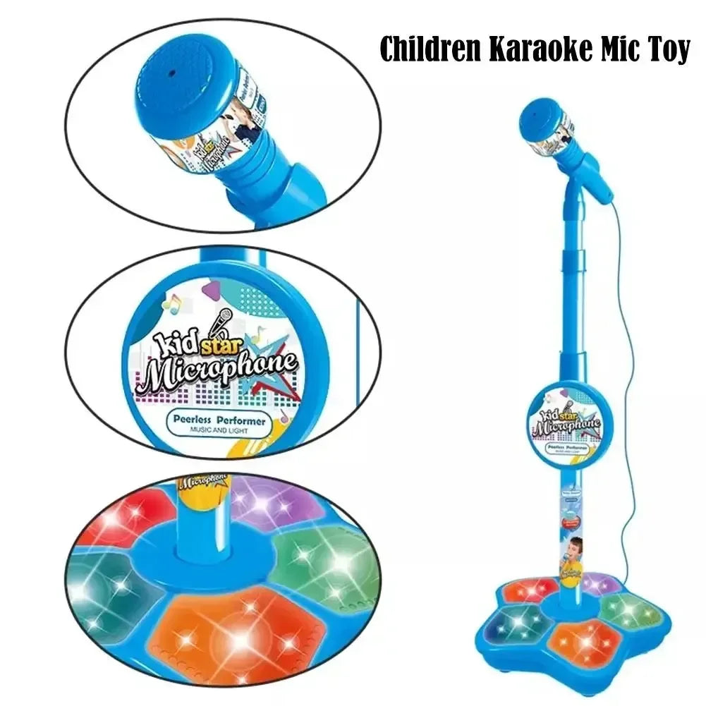 Kids Microphone with Stand Karaoke Song Music Instrument Toys Brain-Training Educational Toy Birthday Gift for Girl Boy