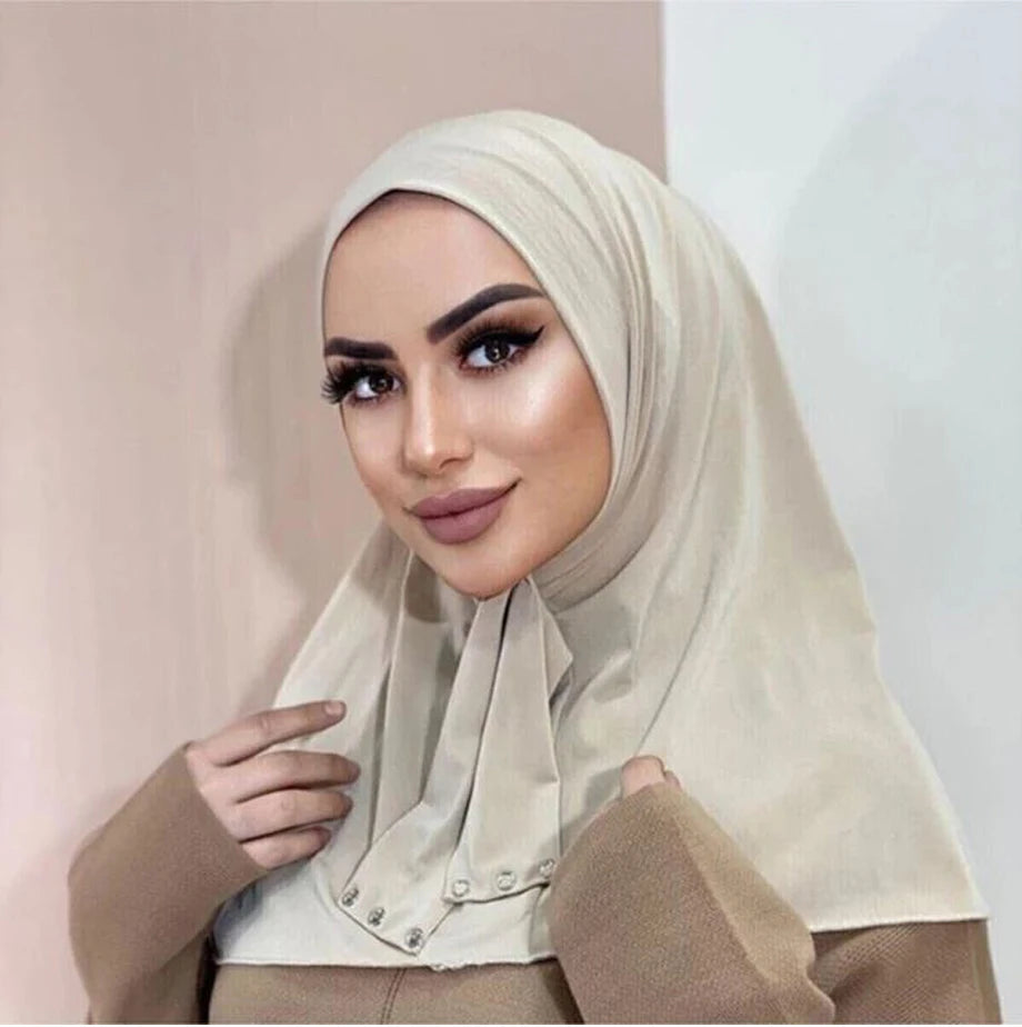 Classical Islam Women Ready To Wear Snap Fastener Hijabs For Woman Full Cover Head Wraps Scarf Turban Caps Turbante Mujer