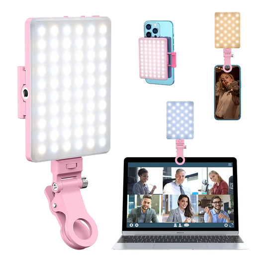 MAMEN Bi-Color Phone Selfie Light Video Lamp with Clip for Laptop Computer 2000mAh Rechargeable for Video Conference Vlog Light