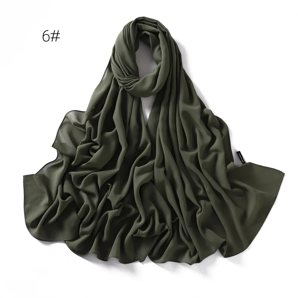 70*180cm Muslim Chiffon Hijab Shawls Scarf Women Solid Color Head Wraps Women Hijabs Scarves Ladies Foulard Femme Muslim Veil