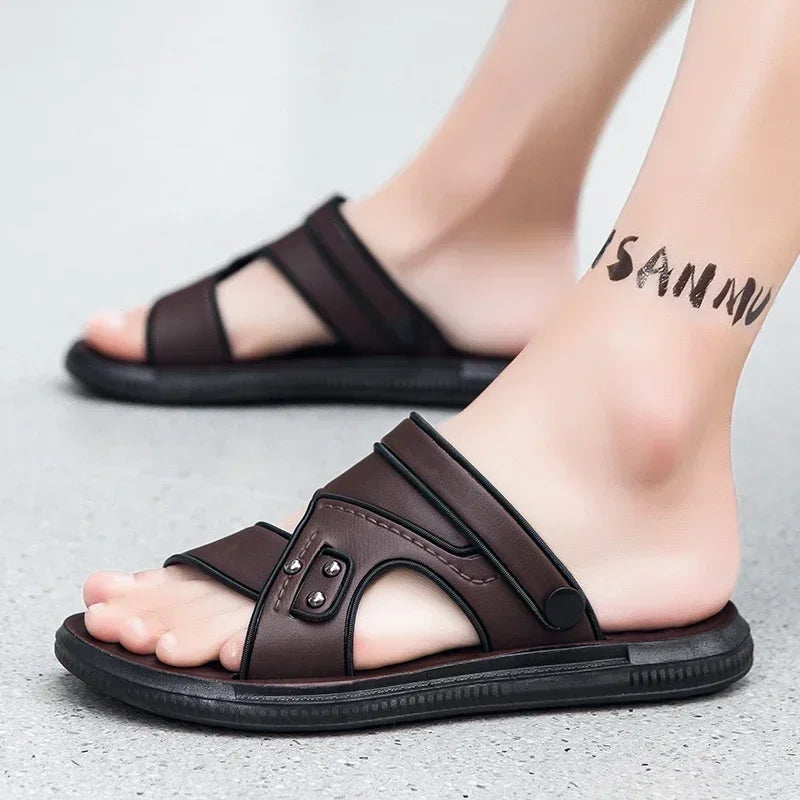 2024 Adult Leather Men's Sandals Original Brand Shoes Summer Shoes Outdoor Sandals Trend Comfortable Men's Sandals Trend