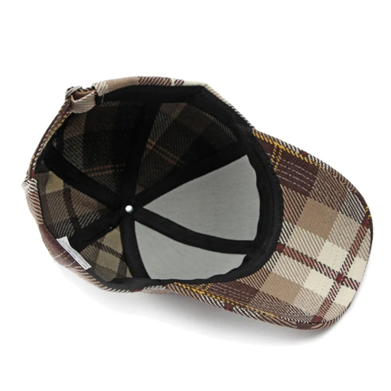 Classic Houndstooth Baseball Cap for Men & Women - Breathable Sun Hat for Spring/Autumn - Vintage Plaid Couple Cap