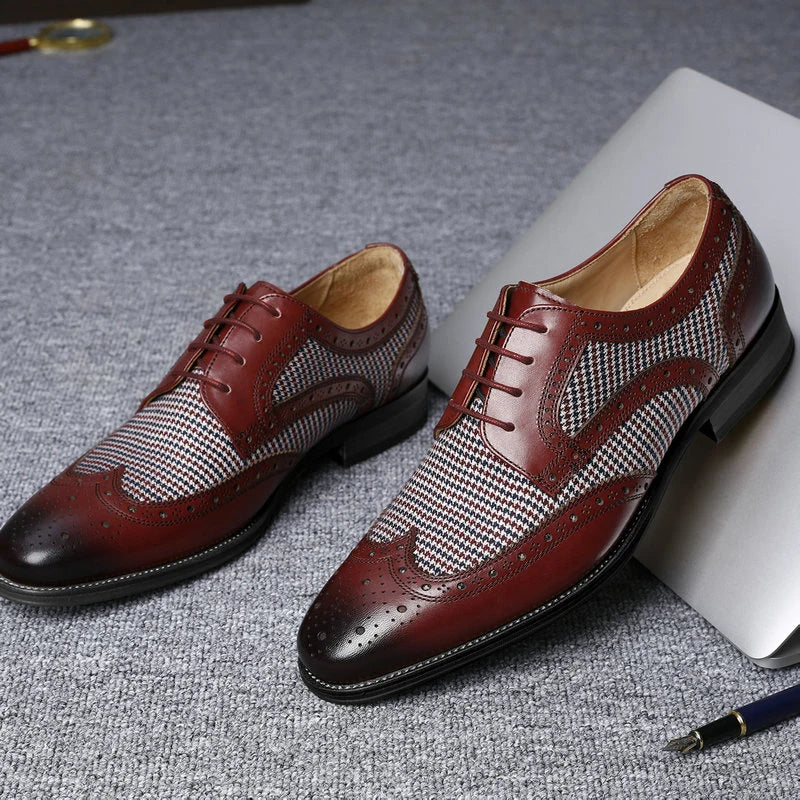 Breathable Wear-Resistant Men's Wing-Tip Brogues for Business Office Weddings Casual Men Daily Wears