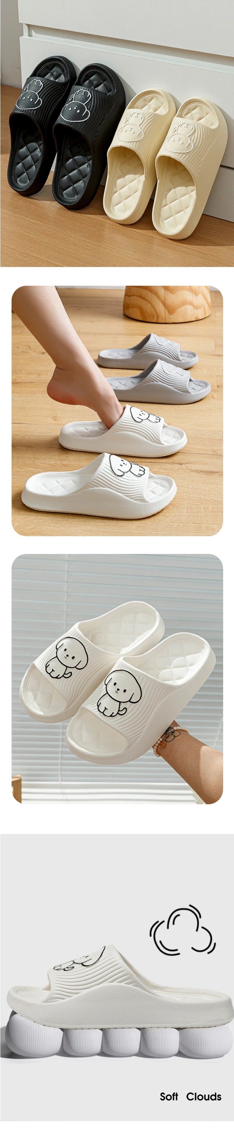 Cute Couple Pillow Slippers Female Summer Wear 2024 New Bathroom Bath Non-slip Indoor Home Eva Thick Bottom Sandals