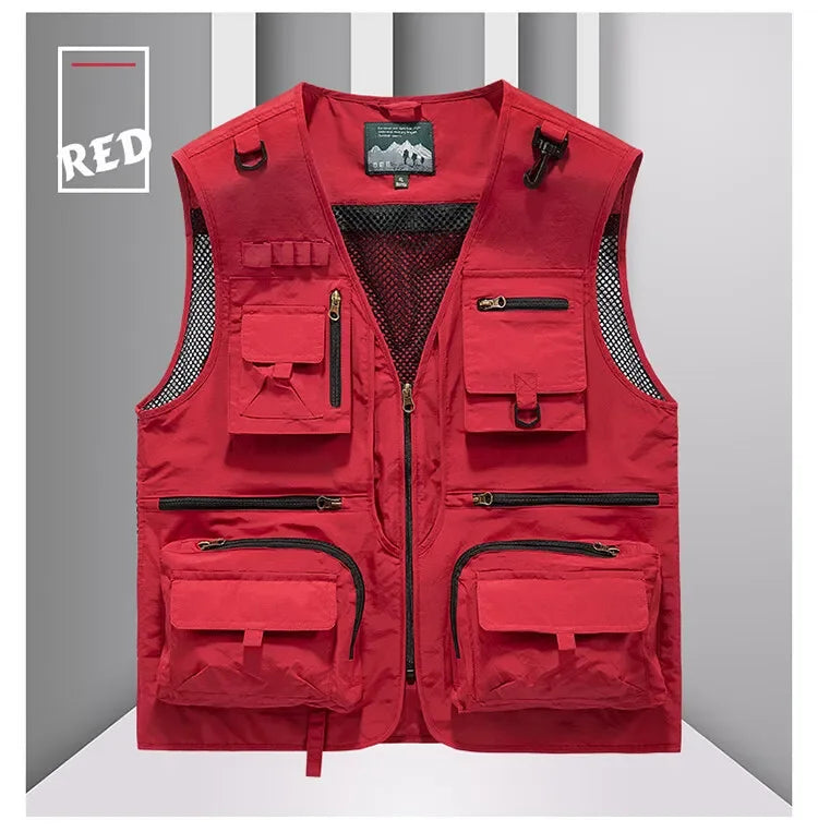 14 Pockets Summer New Men US Tactical Hiking Fishing Vest Mens Photographer Waistcoat Mesh Cargo Sleeveless Jacket Tool Vest