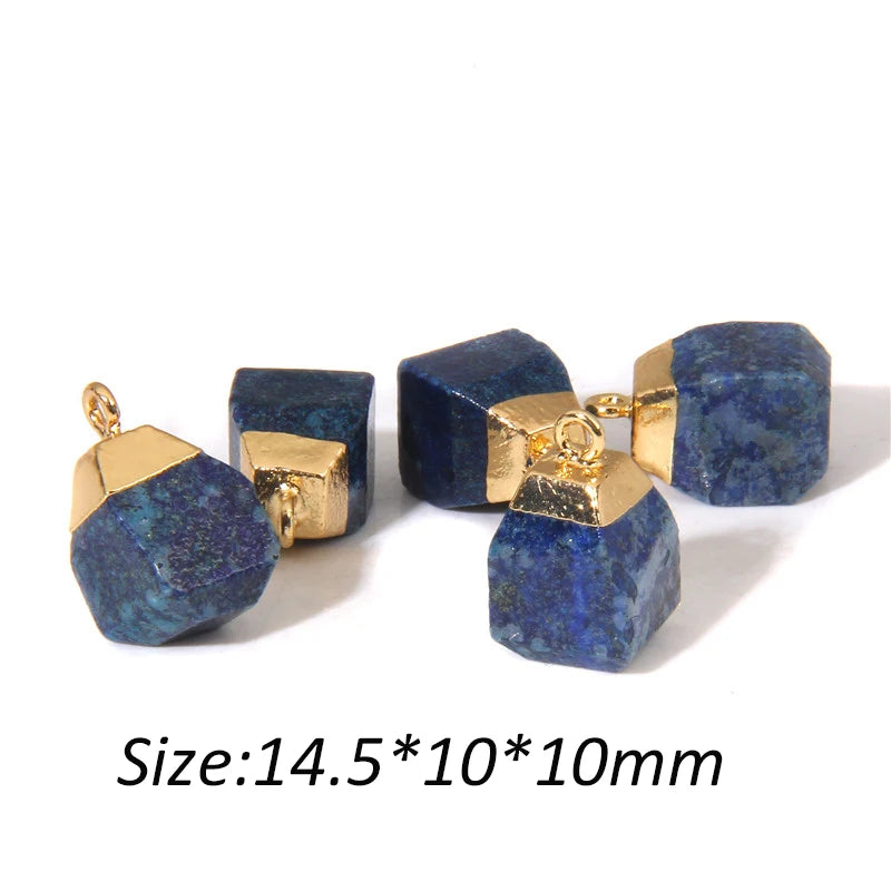 Mini Raw Stone Pendant Natural Labradorite Agat Amethsyts Reiki Raw Mineral Charms For Jewelry Making DIY Earrings Necklace 2PCS