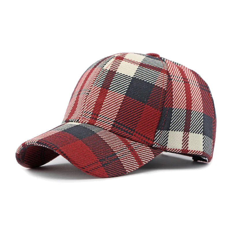 Classic Houndstooth Baseball Cap for Men & Women - Breathable Sun Hat for Spring/Autumn - Vintage Plaid Couple Cap