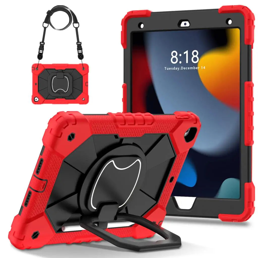 Case For iPad 10.9 2022 10.2 7th 8th 9th New iPad 9.7 2017 2018 Air 2 Pro9.7 360 Rotating Stand Cover Hand Grip Strap Shockproof