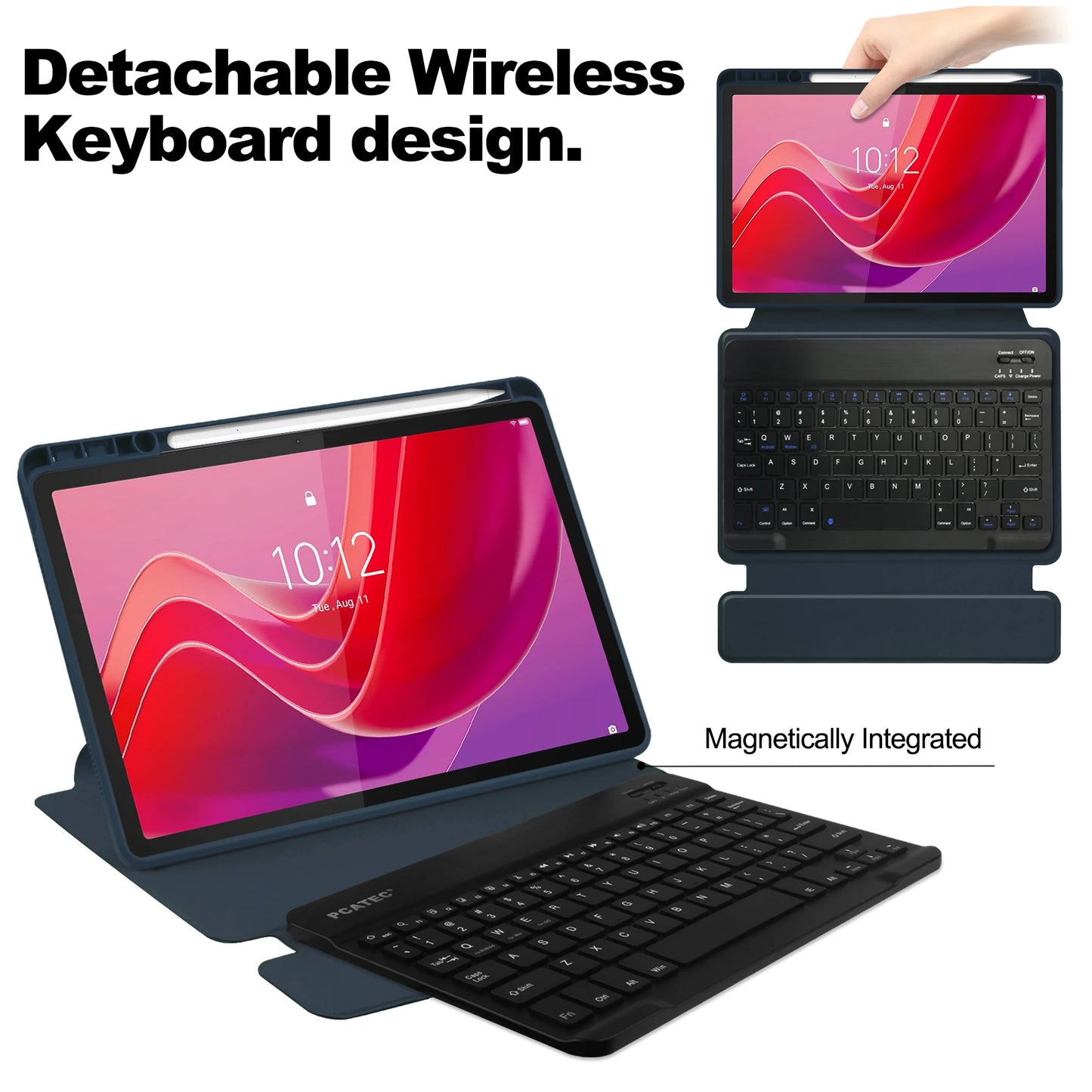 With Detachable Wireless Keyboard Case For Lenovo Tab M11 TB-330FU 331FC Xiaoxin Pad 2024 Rotatable Stand Cover Smart Auto Sleep