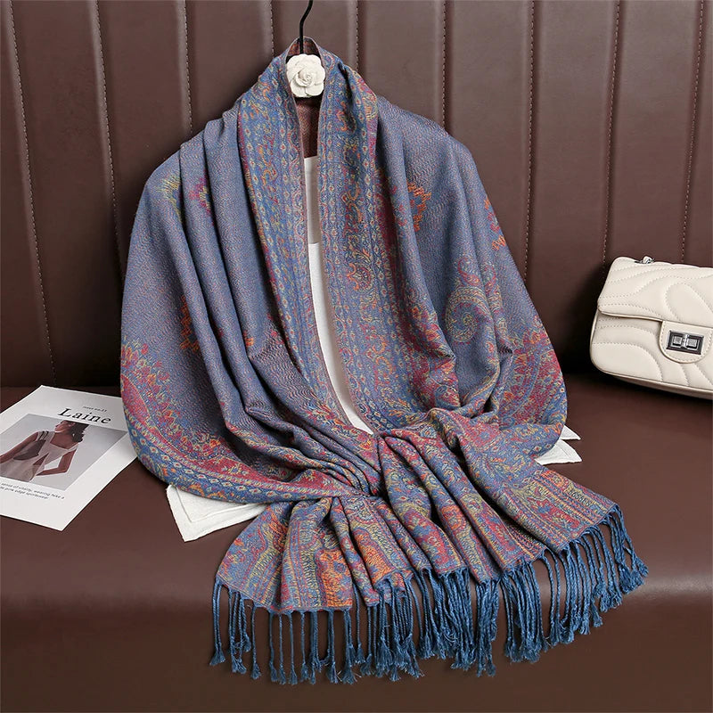 Bohemia Pashmina Hijab Scarf Long Muslim Cashmere Shawl Female Foulard Soft Turban Head Wraps For Women Headband Luxury Brand