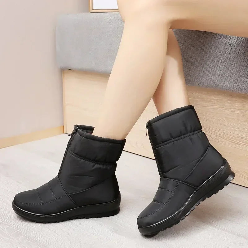 Waterproof Snow Boots for Women Warm Shoes for Women Fur Ankle Boots Non Slip Cotton Padded Shoes Female New Zipper Botas Mujer