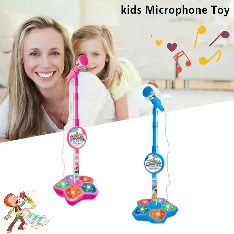 Kids Microphone with Stand Karaoke Song Music Instrument Toys Brain-Training Educational Toy Birthday Gift for Girl Boy