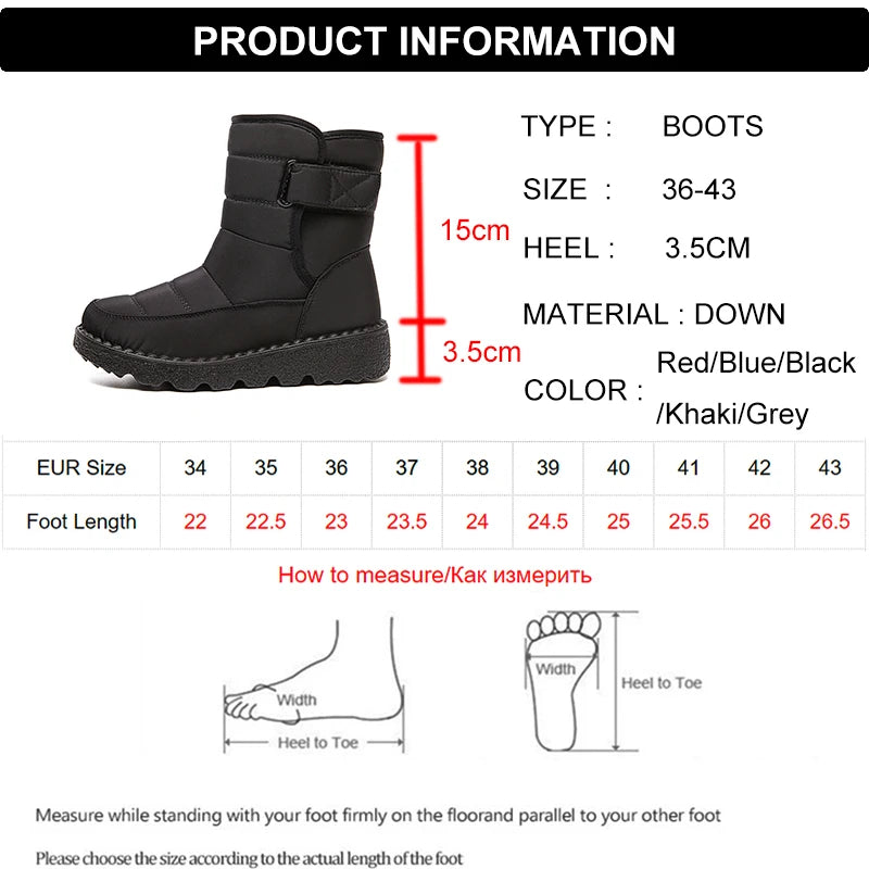 Waterproof Snow Boots for Women 2023 Non-slip Warm Winter Shoes Woman Thicken Plush Platform Ankle Boots Cotton Padded Shoes