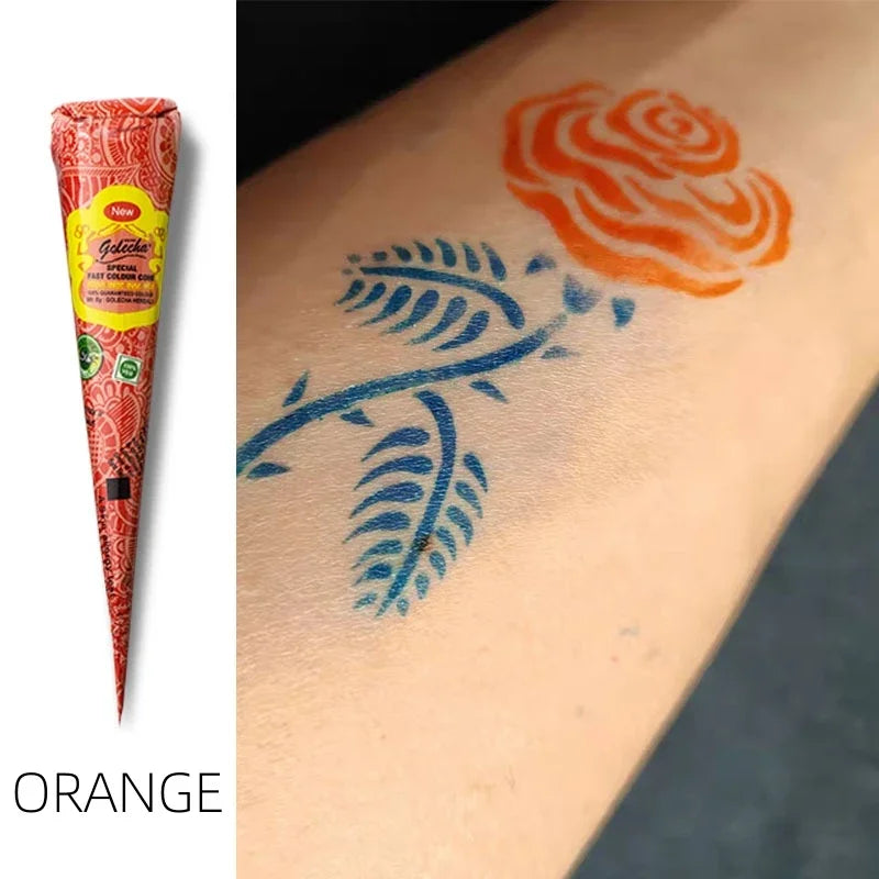 1Pc Multi Colors GOLECHA Cones Indian Henna Tattoo Paste For Temporary Tattoos Hand Painted Body Art Sticker Mehndi Pigment