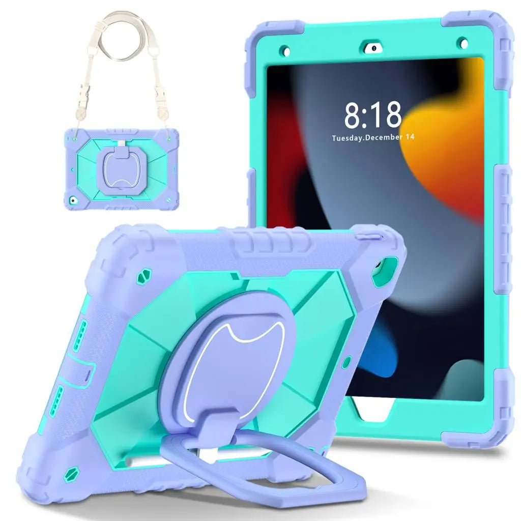 Case For iPad 10.9 2022 10.2 7th 8th 9th New iPad 9.7 2017 2018 Air 2 Pro9.7 360 Rotating Stand Cover Hand Grip Strap Shockproof