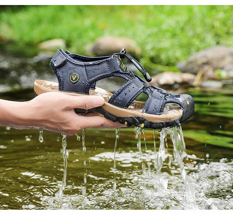 2023 Genuine Leather Men Shoes Summer New Large Size Men's Sandals Men Sandals Fashion Sandals Slippers Big Size 38-47