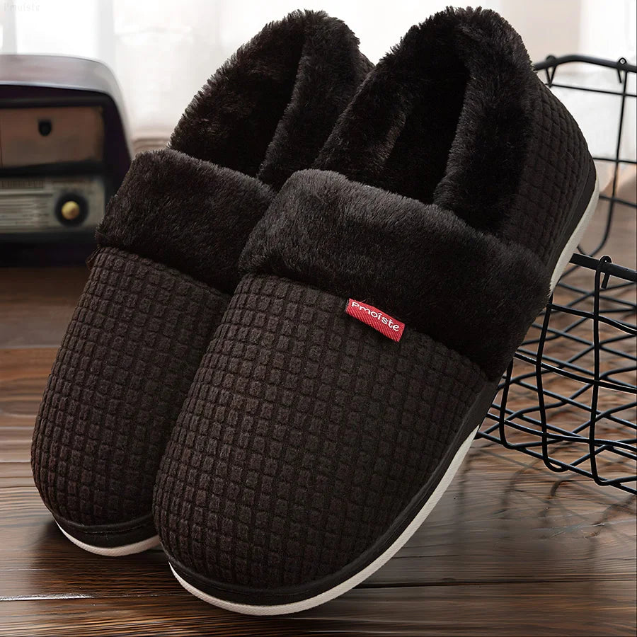 Winter Home Slippers for Women Bedroom Anti-slip House Cotton Shoes Warm Plush Couples Indoor Slippers