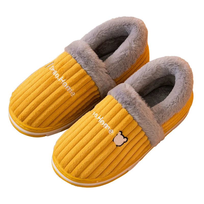 Comwarm New Women Slippers Winter Warm Plush Fur Antiskid Cloud Slippers Outdoor Breathable Thick Flat Sole Soft Home Slippers