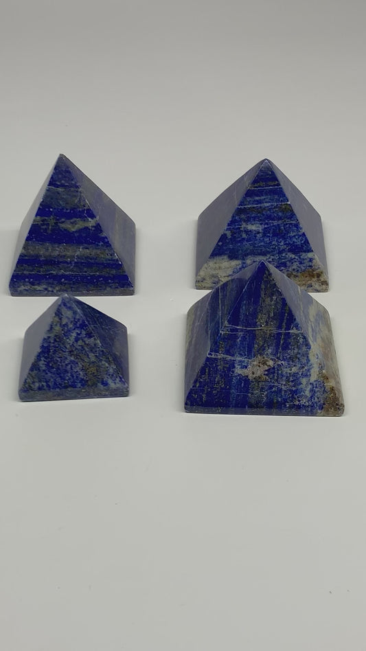1.75 lbs (800g),1.5"-2.3",  4pcs,Natural Lapis Lazuli Pyramids @Afghanistan, B29