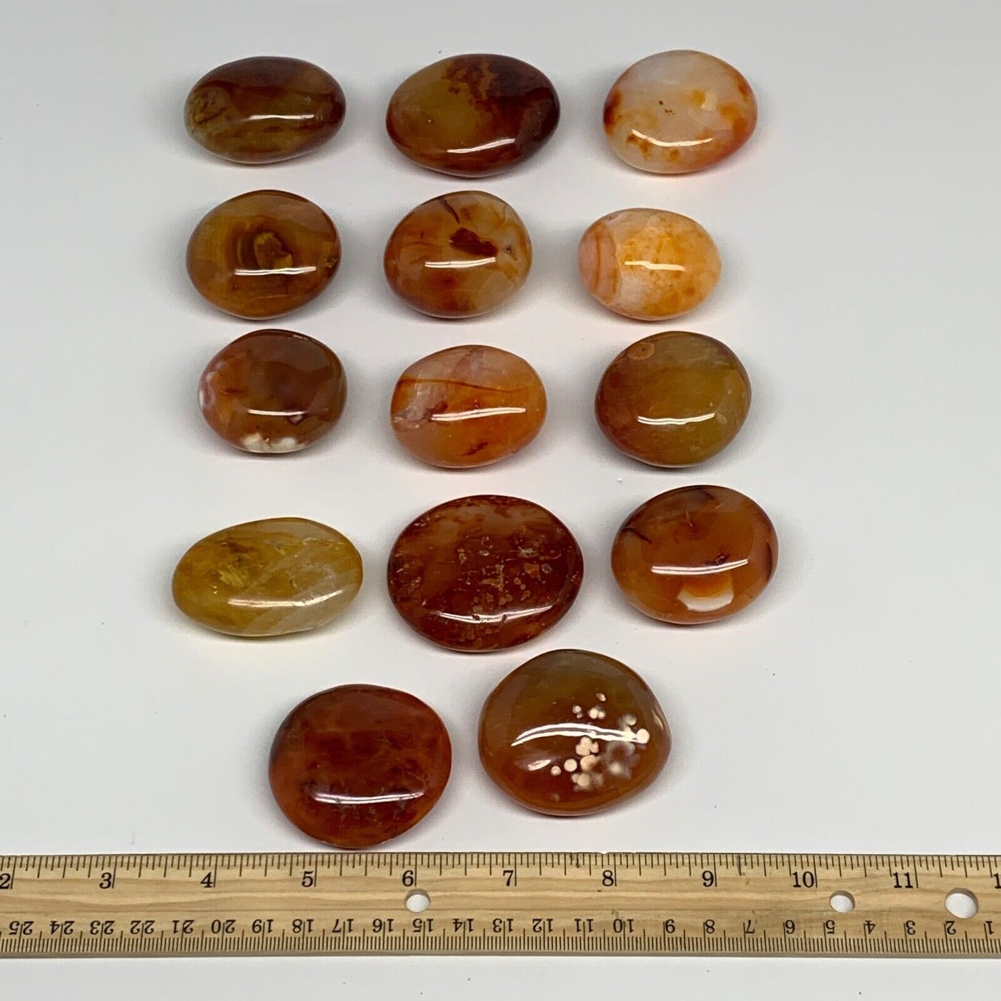 2.2 lbs, 1.6"-2.2", 14pcs, Red Carnelian Palm-Stone Polished Crystals, B28379