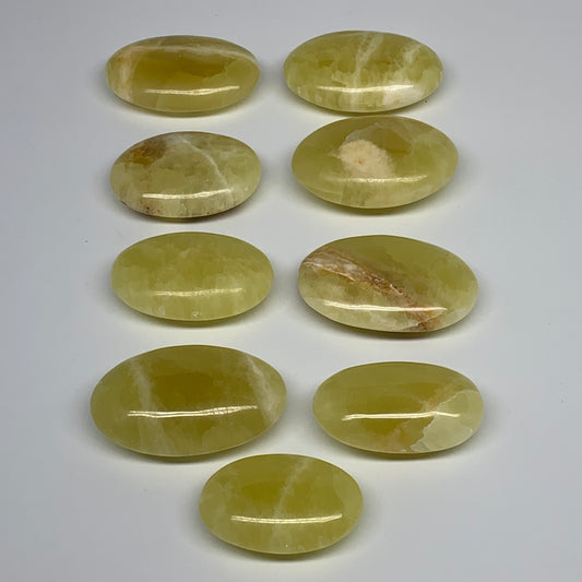 2.2 lbs (1000 Grams), 2.2"-2.9", 9pcs, Lemon Calcite Palm-Stone Polished, B24692