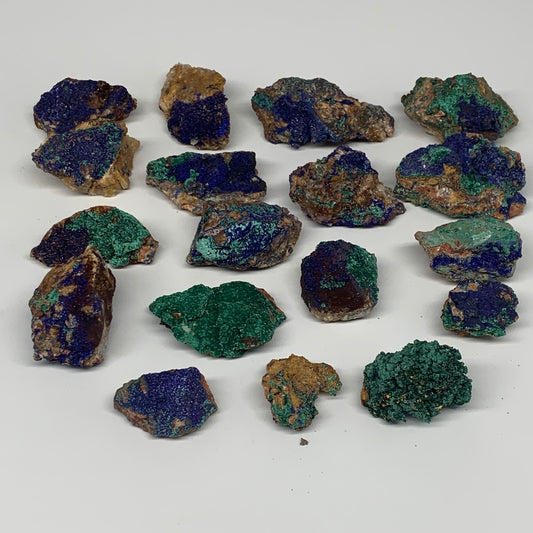 1042g, 1.4"-3", 18pcs Lot, Azurite Malachite Mineral Specimen @Morocco, B11285