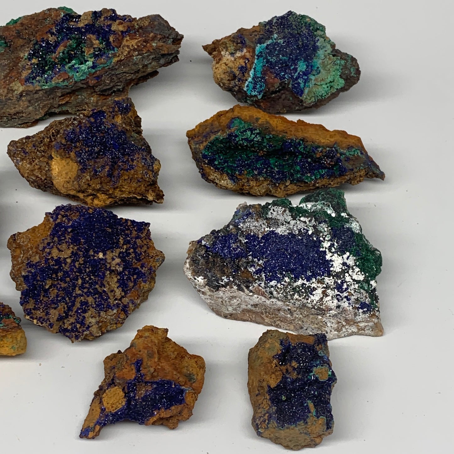 900g, 1.5"-3.6", 10pcs Lot, Azurite Malachite Mineral Specimen @Morocco, B11287