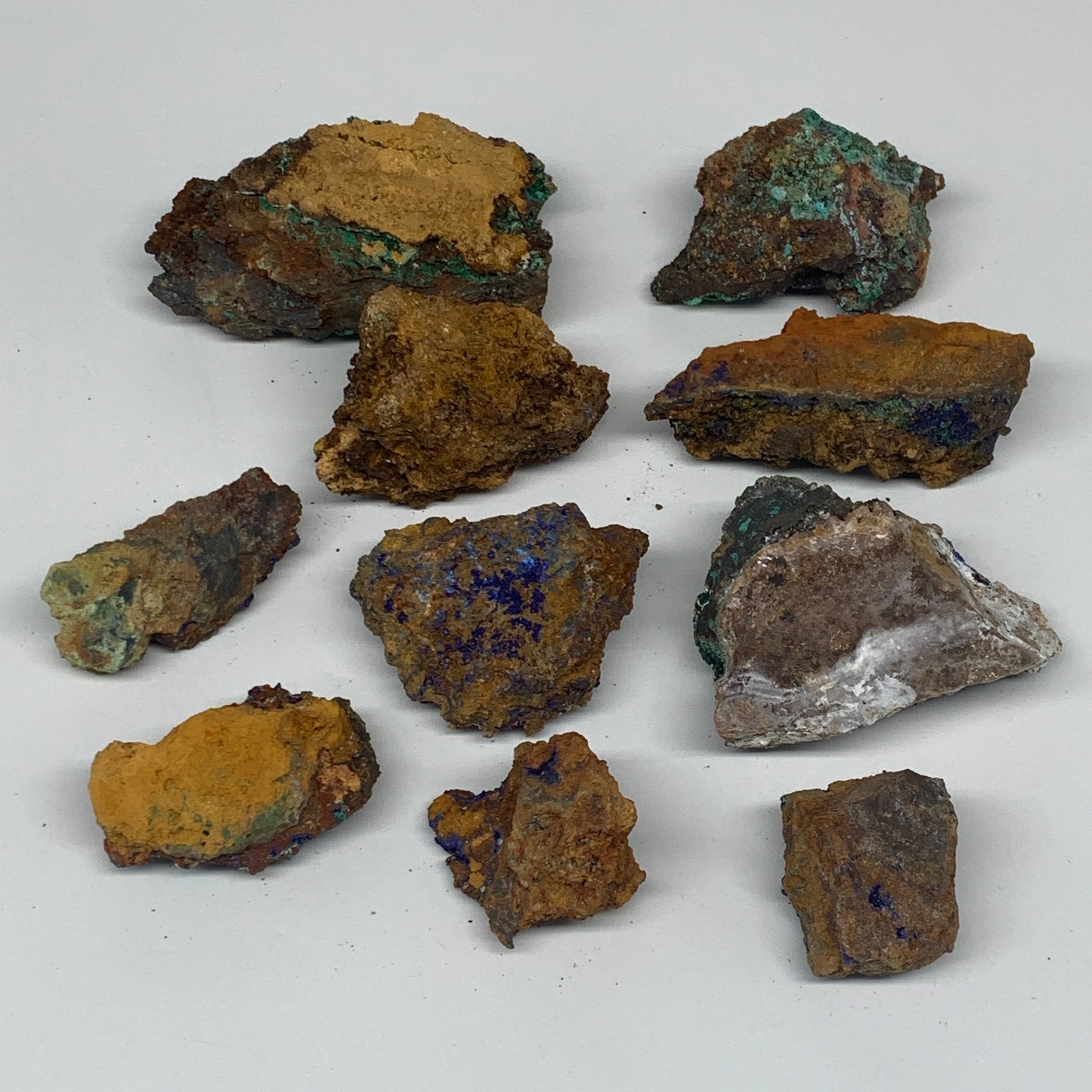 900g, 1.5"-3.6", 10pcs Lot, Azurite Malachite Mineral Specimen @Morocco, B11287
