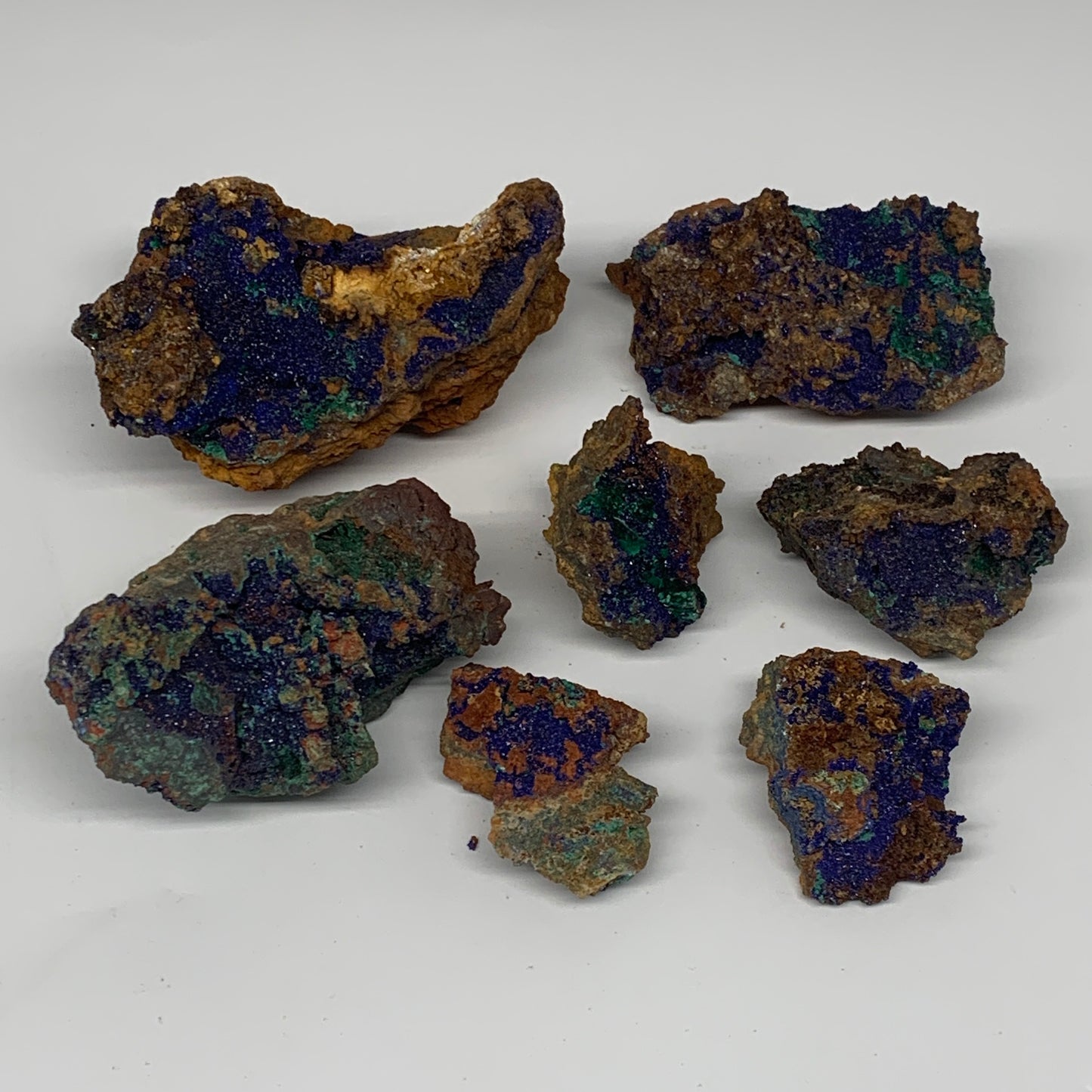 1708g, 1.6"-4.6", 7pcs Lot, Malachite Mineral Specimen from Morocco, B11290