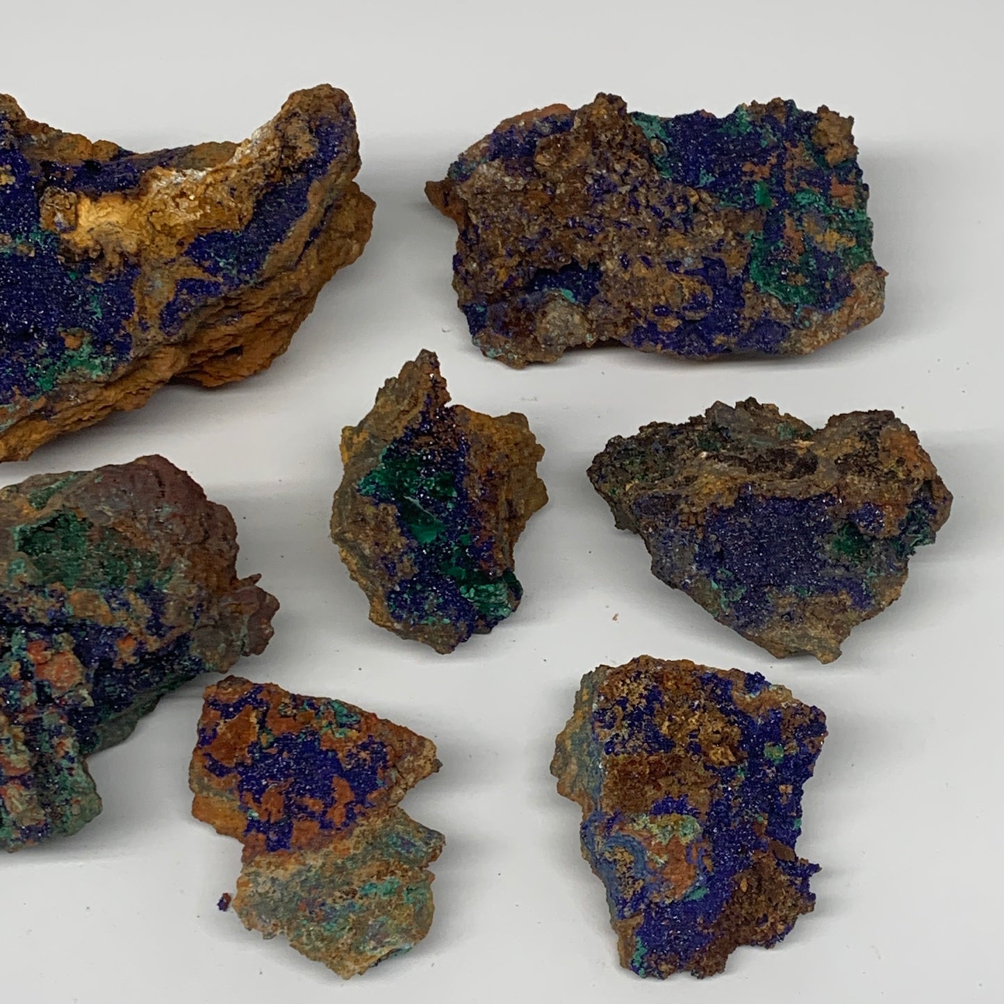1708g, 1.6"-4.6", 7pcs Lot, Malachite Mineral Specimen from Morocco, B11290