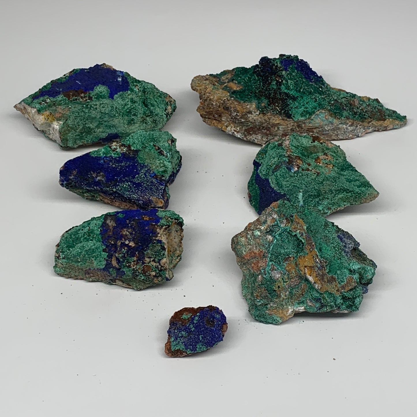 2450g, 1.4"-6.8", 7pcs Lot, Azurite Malachite Mineral Specimen @Morocco, B11293