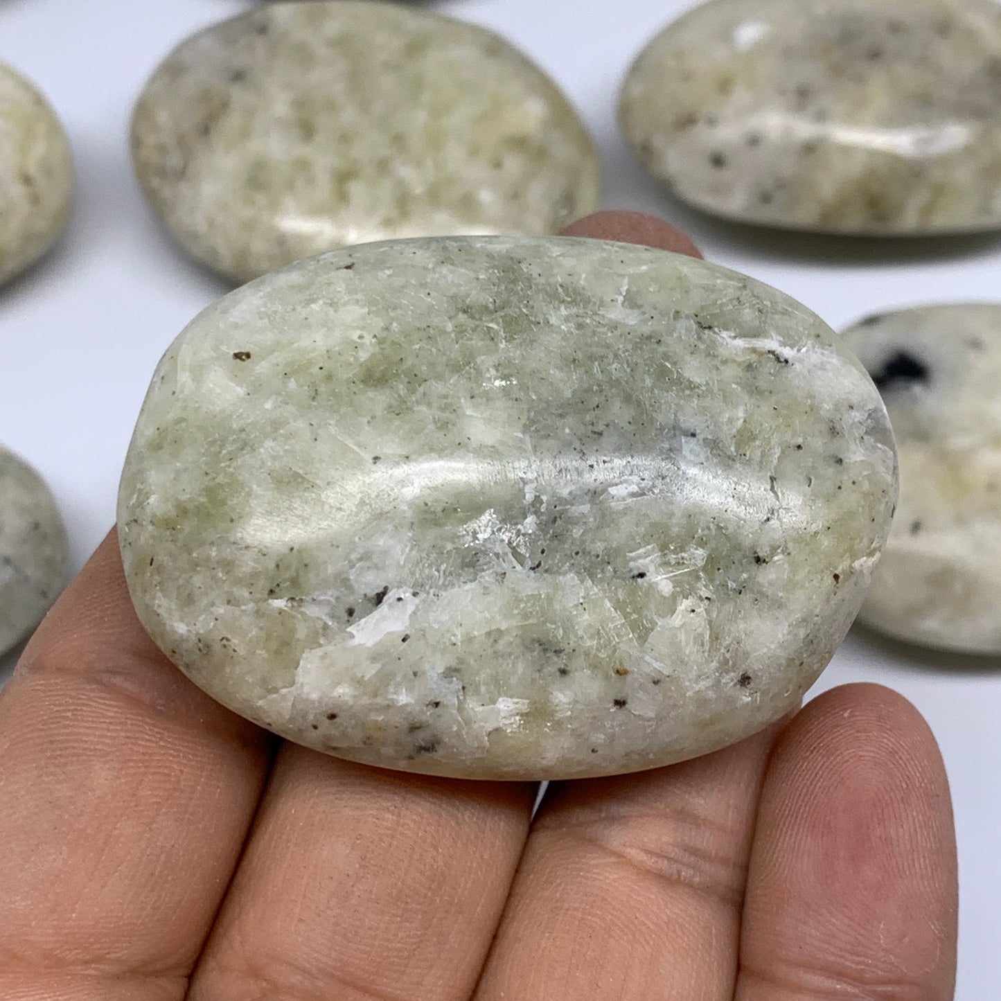 2.2 Lbs, 1.8"-2.4", 13pcs, Yellow Calcite Palm-Stone Crystal Polished Reiki, B17