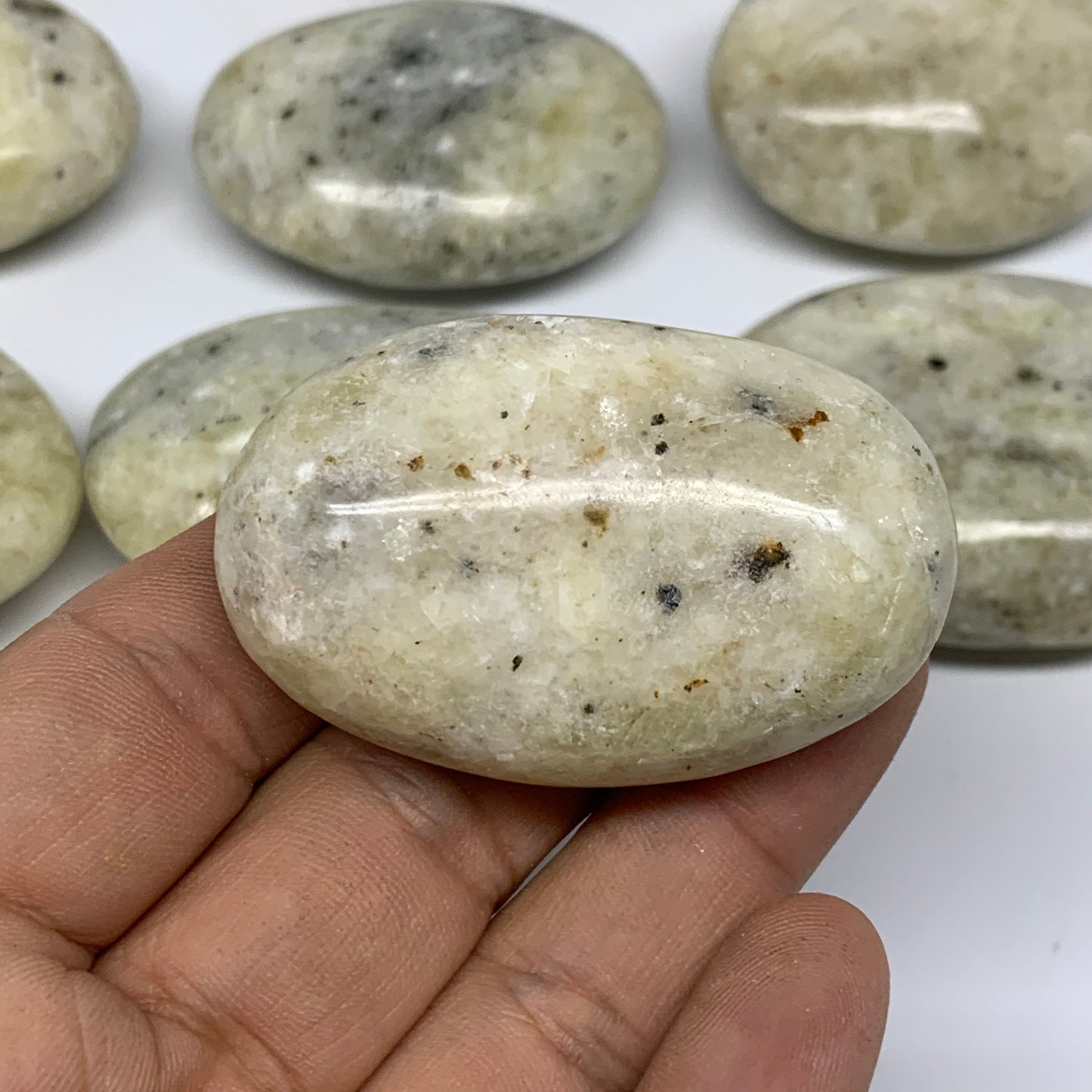 2.2 Lbs, 2"-2.4", 13pcs, Yellow Calcite Palm-Stone Crystal Polished Reiki, B1777