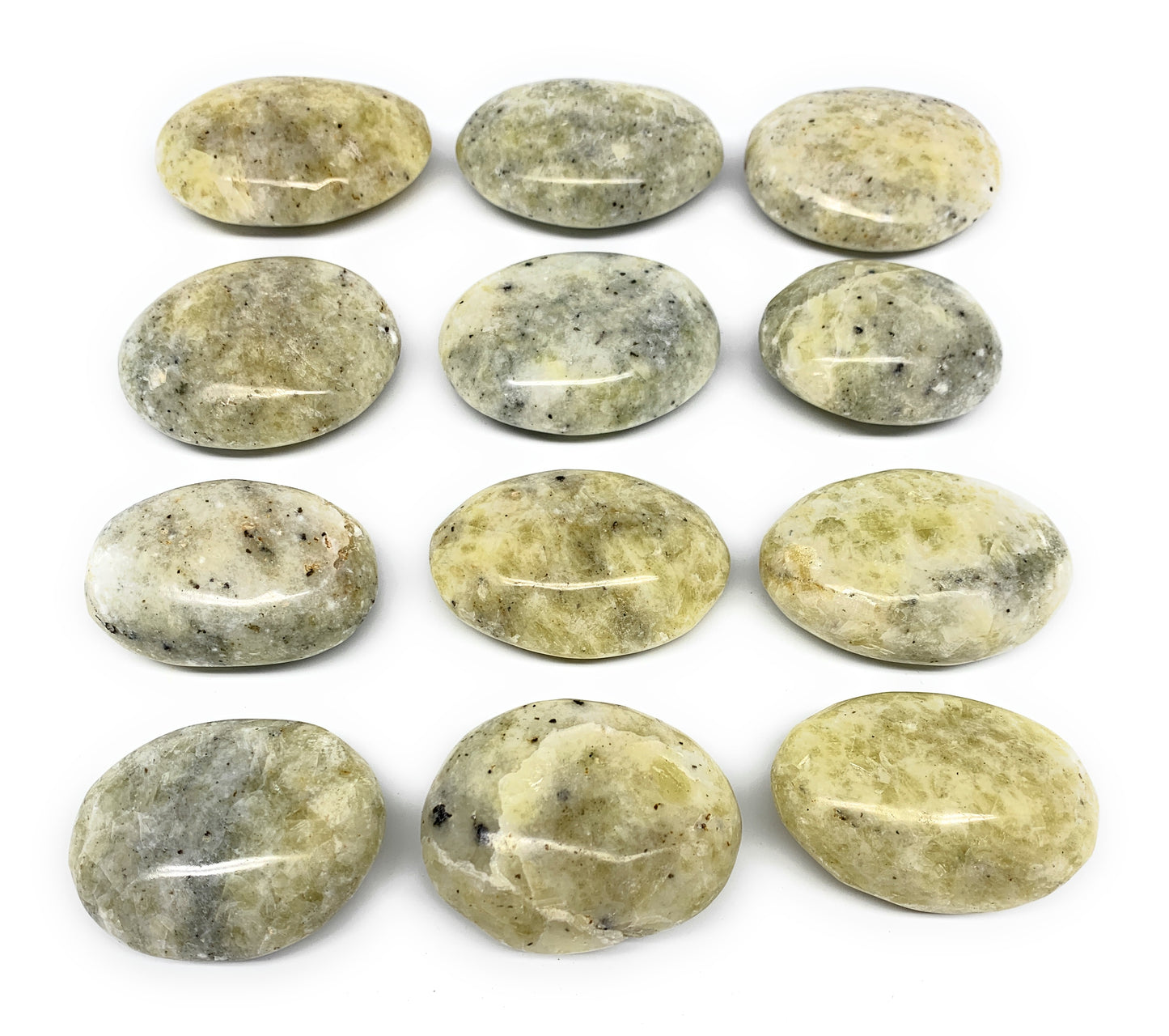 2.2 Lbs, 2"-2.5", 12pcs, Yellow Calcite Palm-Stone Crystal Polished Reiki, B1777