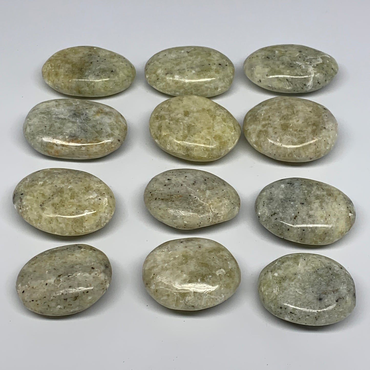 2.2 Lbs, 2"-2.4", 12pcs, Yellow Calcite Palm-Stone Crystal Polished Reiki, B1777