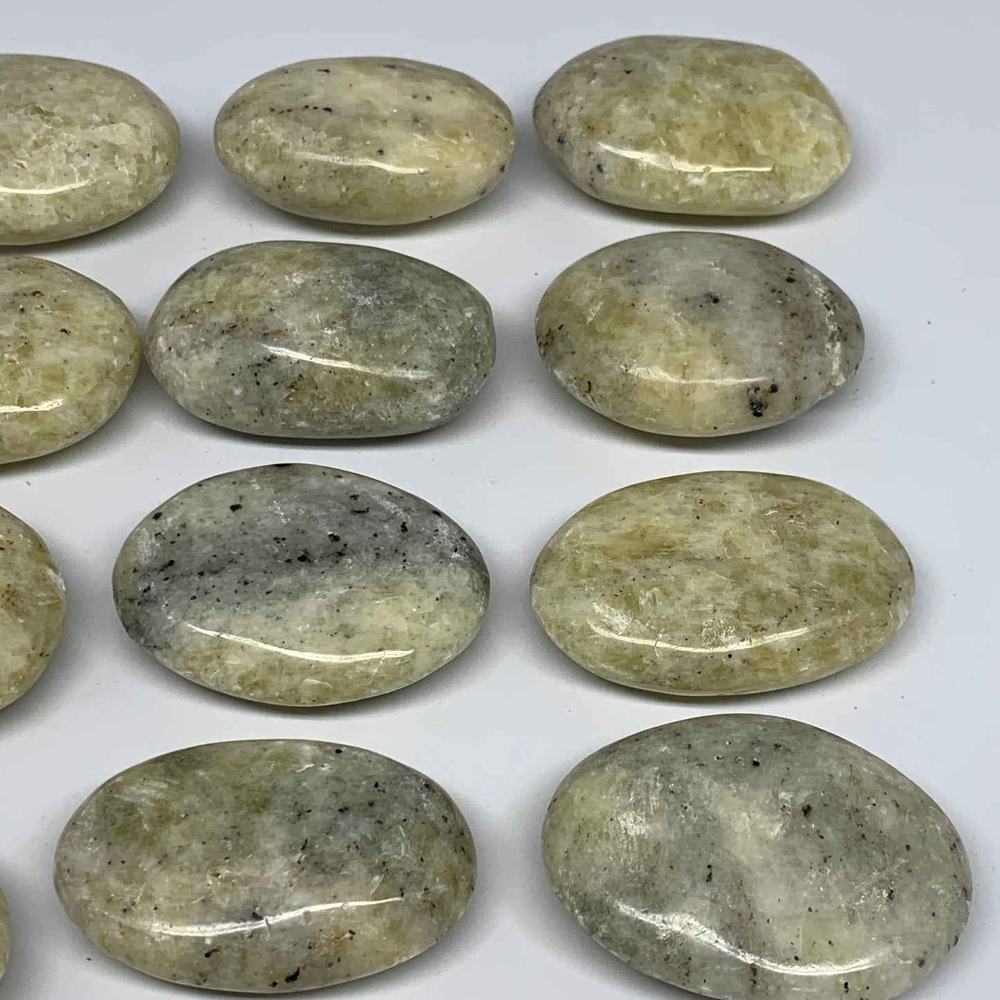 2.2 Lbs, 2.1"-2.4", 13pcs, Yellow Calcite Palm-Stone Crystal Polished Reiki, B17