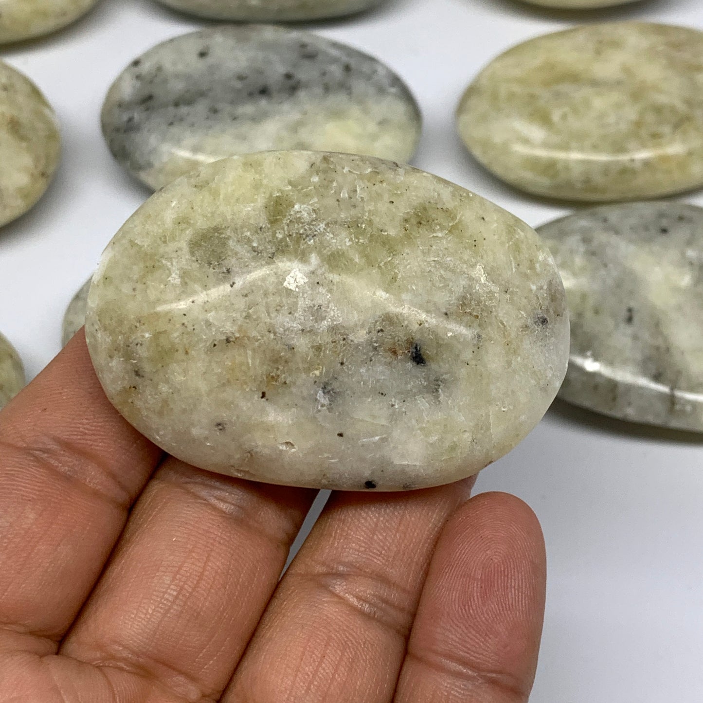 2.2 Lbs, 2.1"-2.4", 13pcs, Yellow Calcite Palm-Stone Crystal Polished Reiki, B17