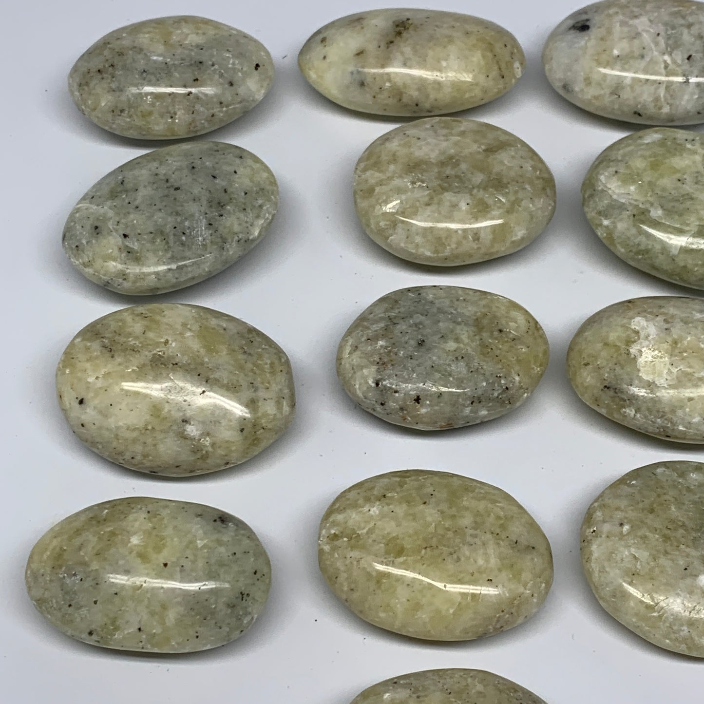 2.2 Lbs, 2"-2.5", 13pcs, Yellow Calcite Palm-Stone Crystal Polished Reiki, B1777