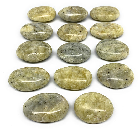 2.2 Lbs, 1.9"-2.4", 14pcs, Yellow Calcite Palm-Stone Crystal Polished Reiki, B17