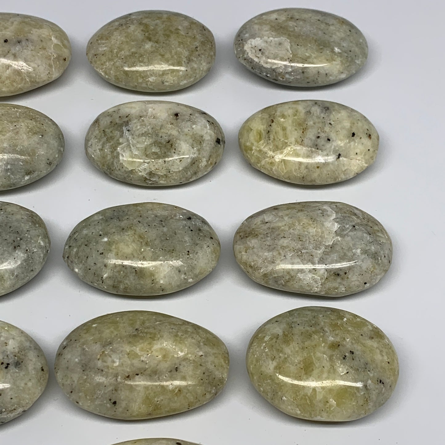2.2 Lbs, 2"-2.4", 13pcs, Yellow Calcite Palm-Stone Crystal Polished Reiki, B1777