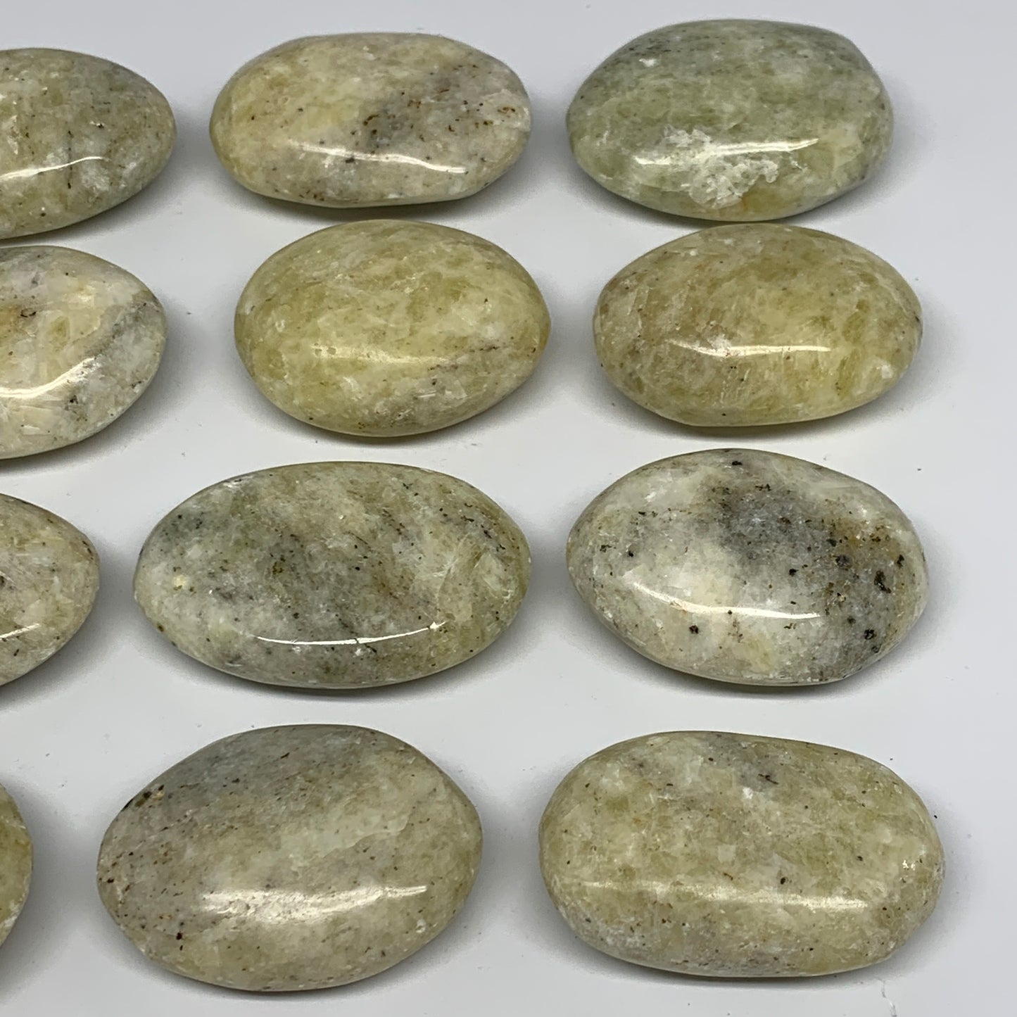 830g, 1.8"-2.3", 12pcs, Yellow Calcite Palm-Stone Crystal Polished Reiki, B17779