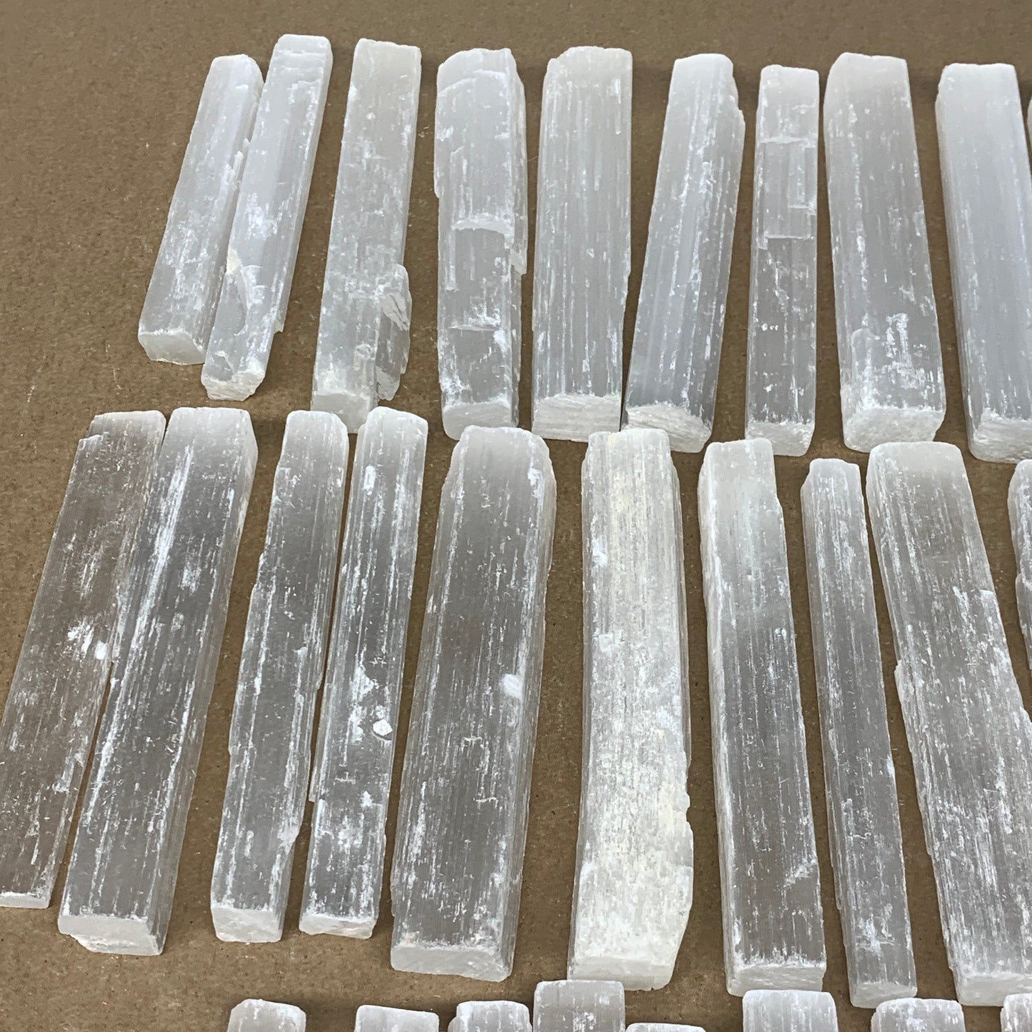 5 lbs, 4" - 4.7", 33-36 pcs, Natural Rough Solid Selenite Crystal Blade Sticks