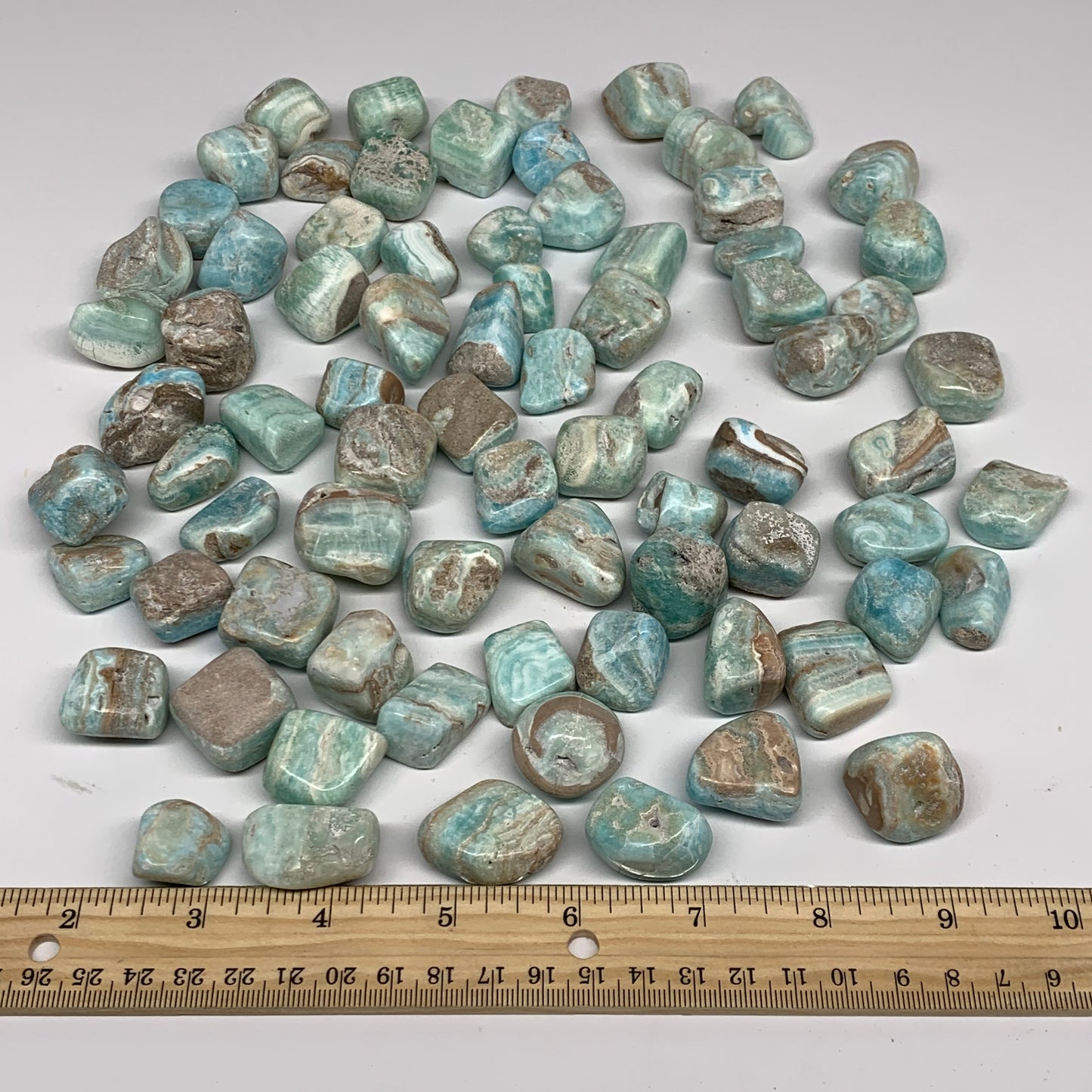 1000g, 0.8"-1.1", 77pcs, Blue Aragonite Tumbled Crystal Stones @Afghanistan, B26