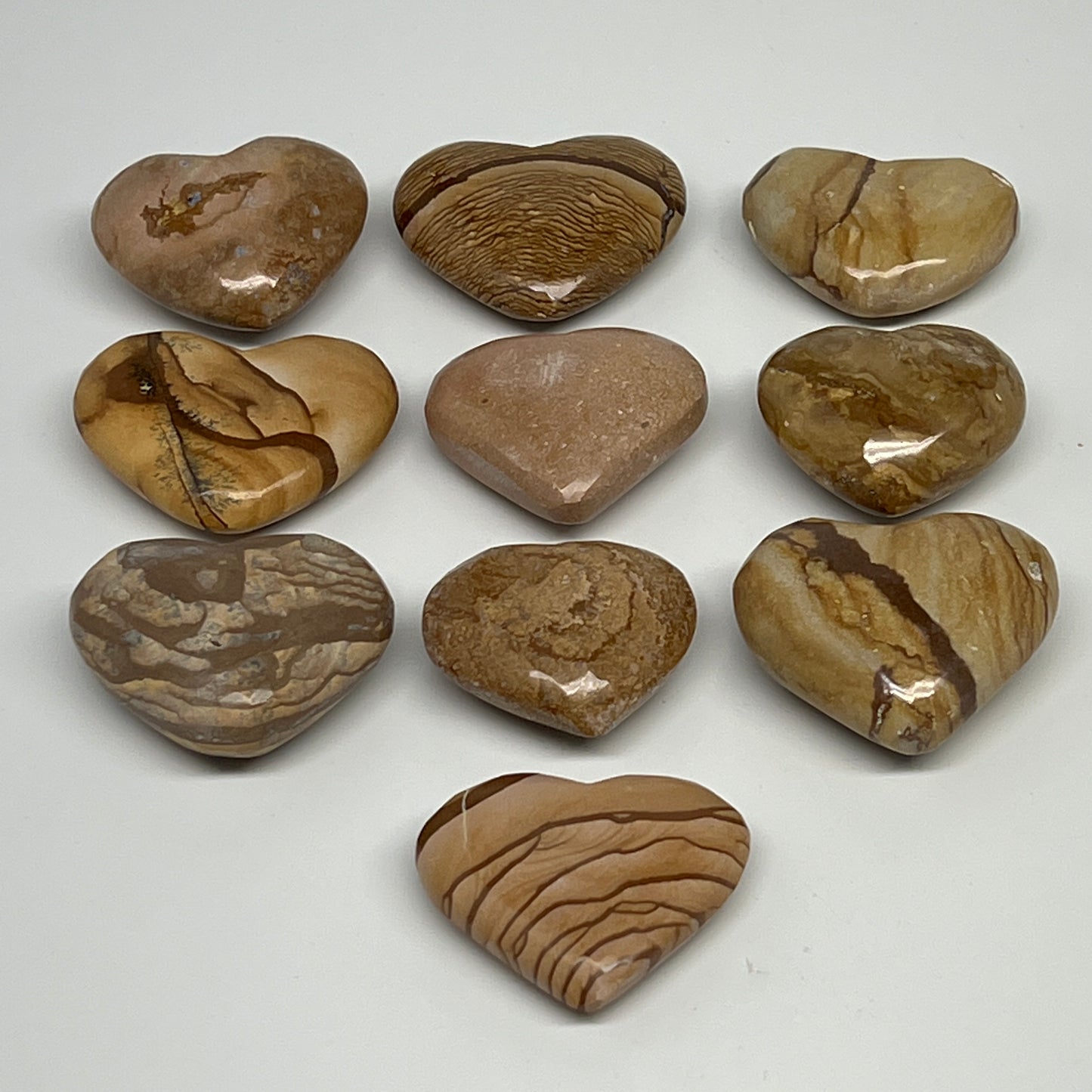 355g, 10 pcs, 1.3"- 1.6", Picture Jaspers Hearts from Morocco, B20091