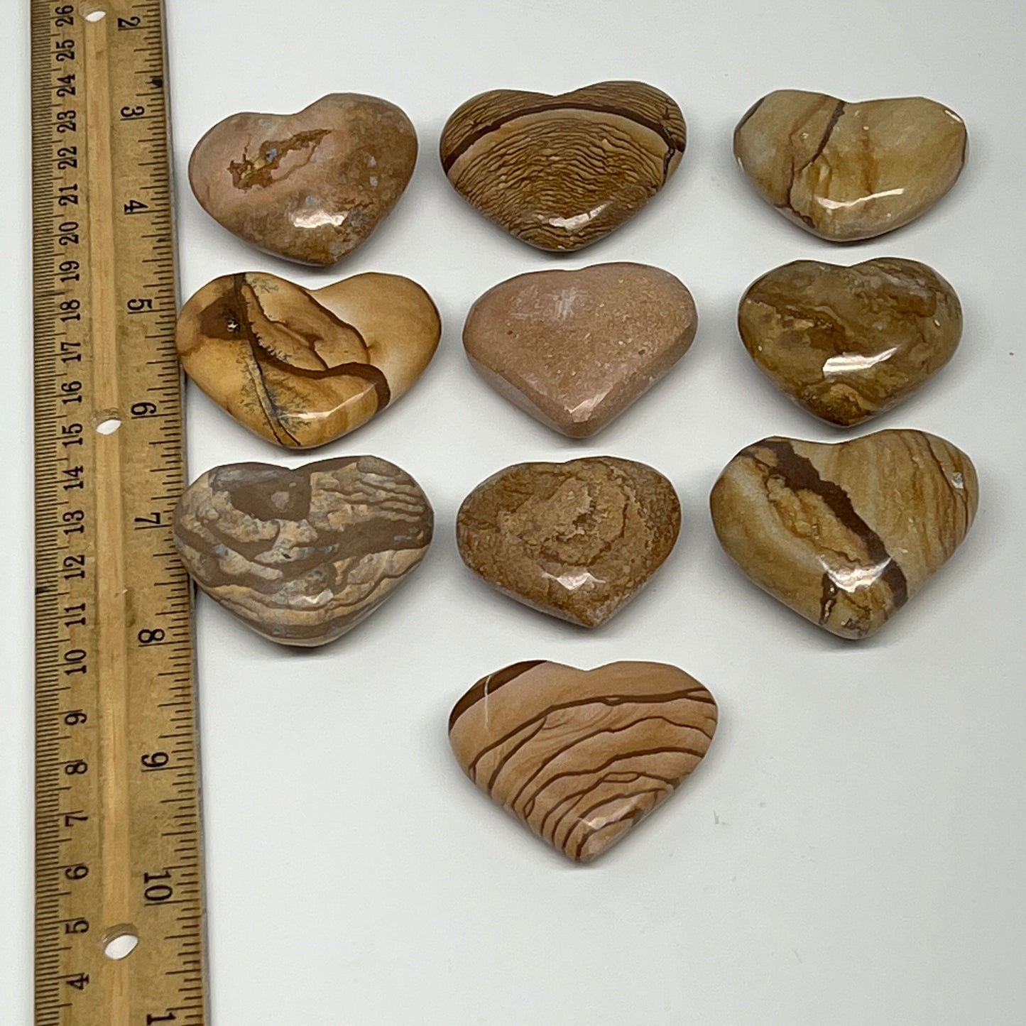 355g, 10 pcs, 1.3"- 1.6", Picture Jaspers Hearts from Morocco, B20091